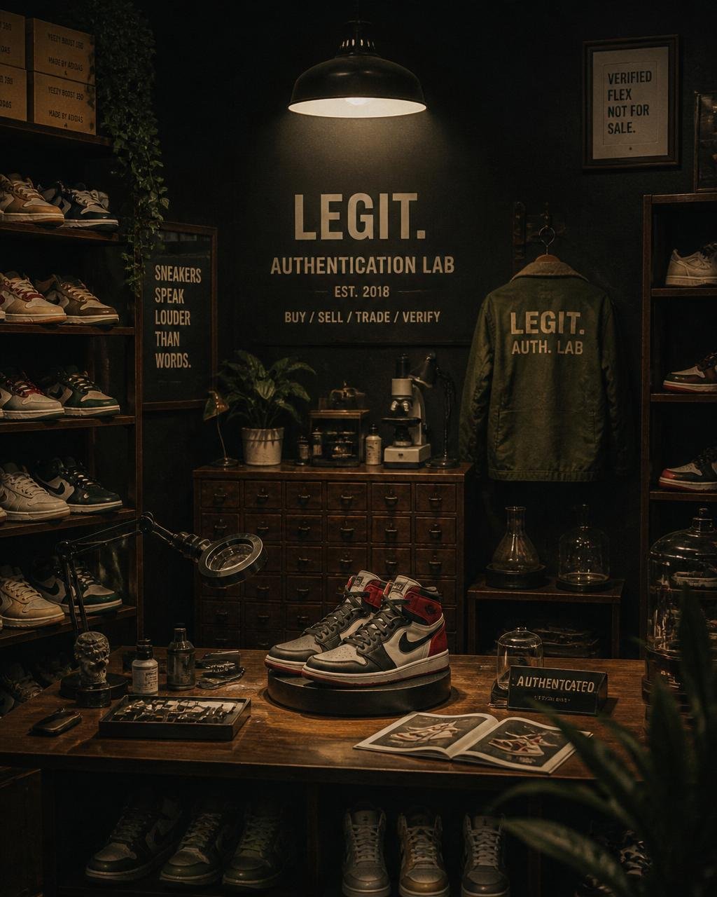 Racks of secondhand sneakers inside the Thrifted Era store